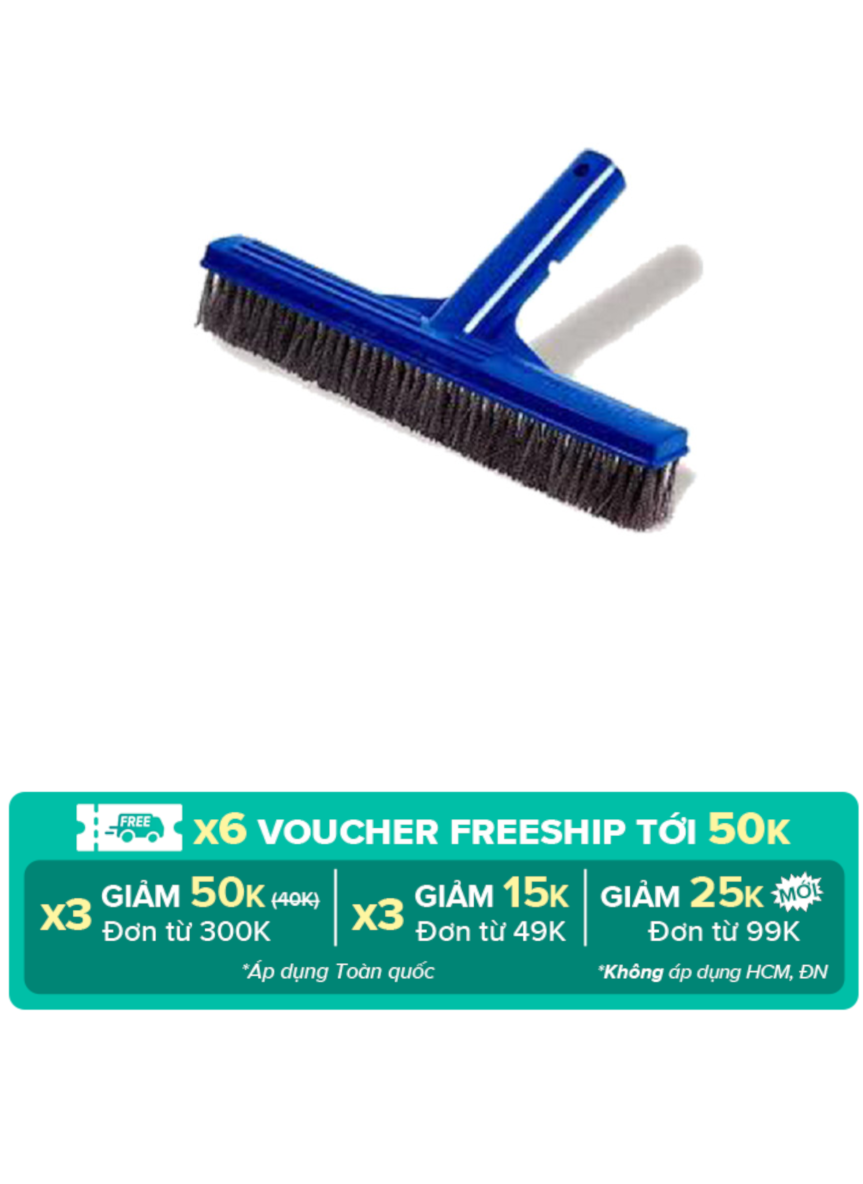 Bàn chà đáy hồ bơi bằng thép dài 25cm /chổi cọ chùi rửa vệ sinh hồ bơi thân cây chà bằng nhựa nguyên khối,chổi cọ phí trước bằng thép chống rỉ dài 25cm- màu xanh - Thiết bị vệ sinh hồ bơi