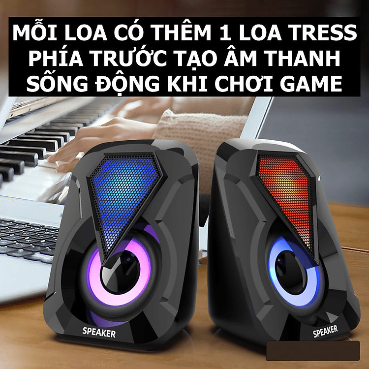 Loa vi tính 2.0 mini 1053 -loa để bàn cao cấp có led rgb- bảo hành 6 tháng