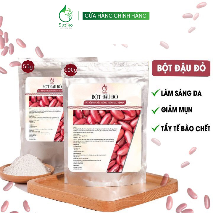 Bột đậu đỏ đắp mặt nạ hữu cơ suziko nguyên chất 50g - 100g | 100% organic