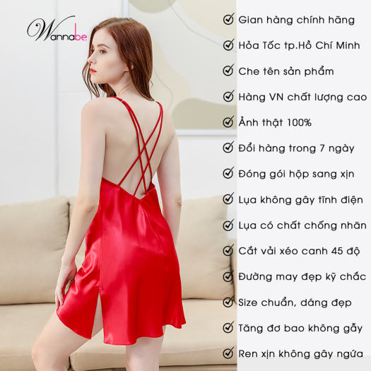 Mua Đầm ngủ WANNABE DNS24 váy ngủ cut-out lưng đan dây chéo thắt nơ điệu đà  khoe lưng eo mông quyến rũ gợi cảm - Kem - m tại Wannabe Lingerie Store |