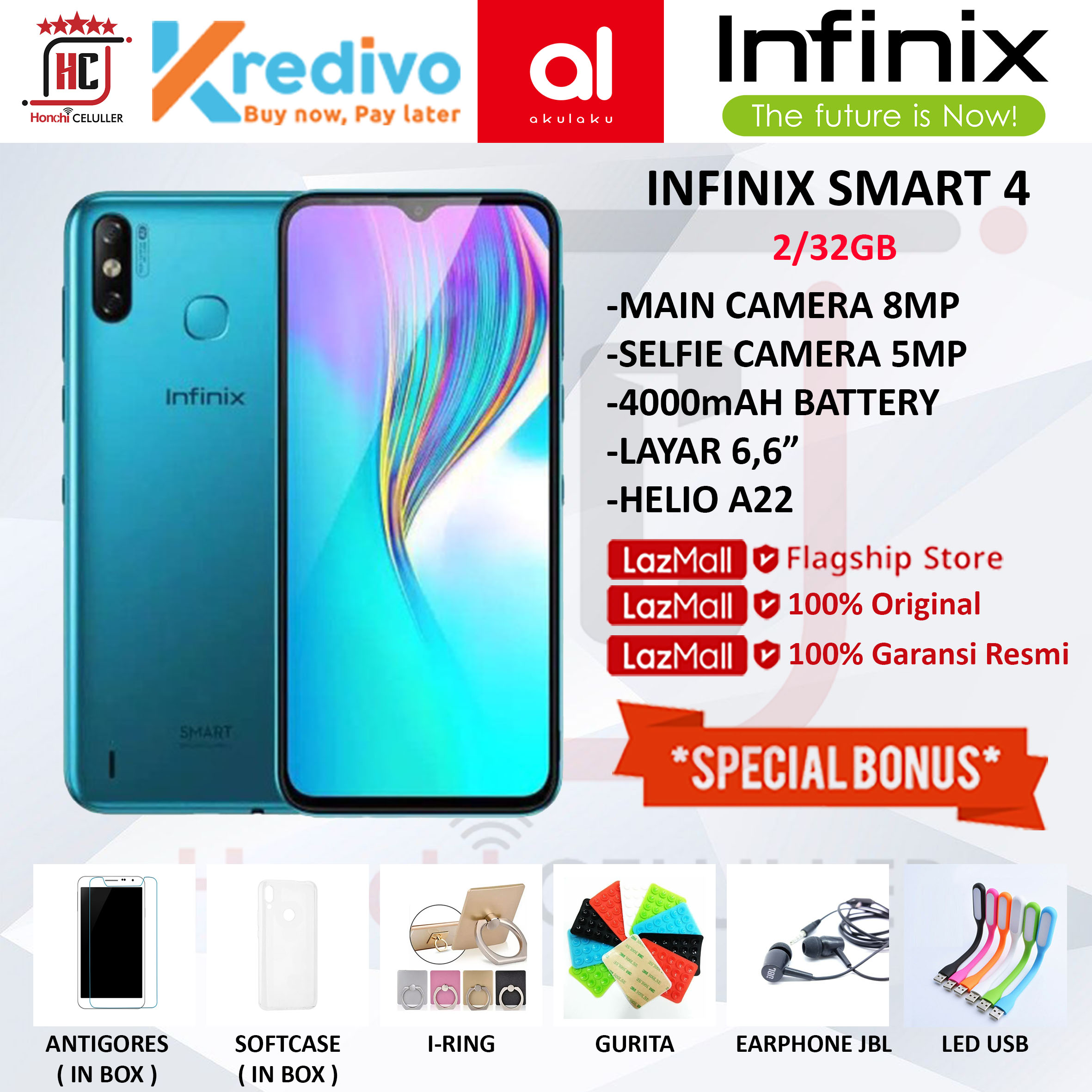 INFINIX SMART 4 2/32GB GARANSI RESMI BNIB ORIGINAL BONUS Giá 1,199,000 Đồng*Miễn phí vận chuyển