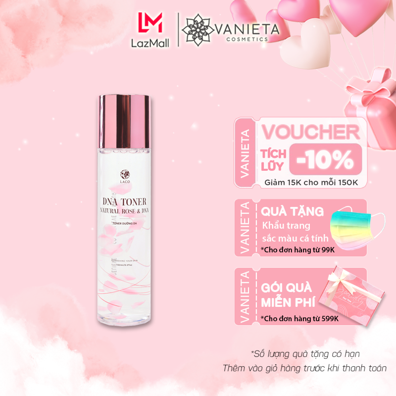 Toner Nước Hoa Hồng DNA Cá Hồi Kết Hợp Tinh Chất Hoa Hồng Tươi Cân Bằng Độ Ẩm Và Phục Hồi Da - Vanieta Cosmetics