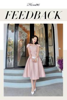 Đầm dự tiệc dáng xòe HeraDG thiết kế xếp vai, kèm dây đai sang trọng, thanh lịch WDPBB6010