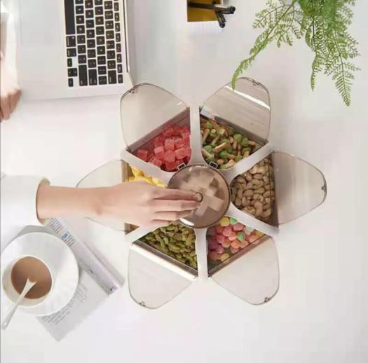 khay đựng bánh kẹo, hoa quả hình hoa sen. Hàng cao cấp. Đường kính 30,5cm, cao 12cm (QM227)