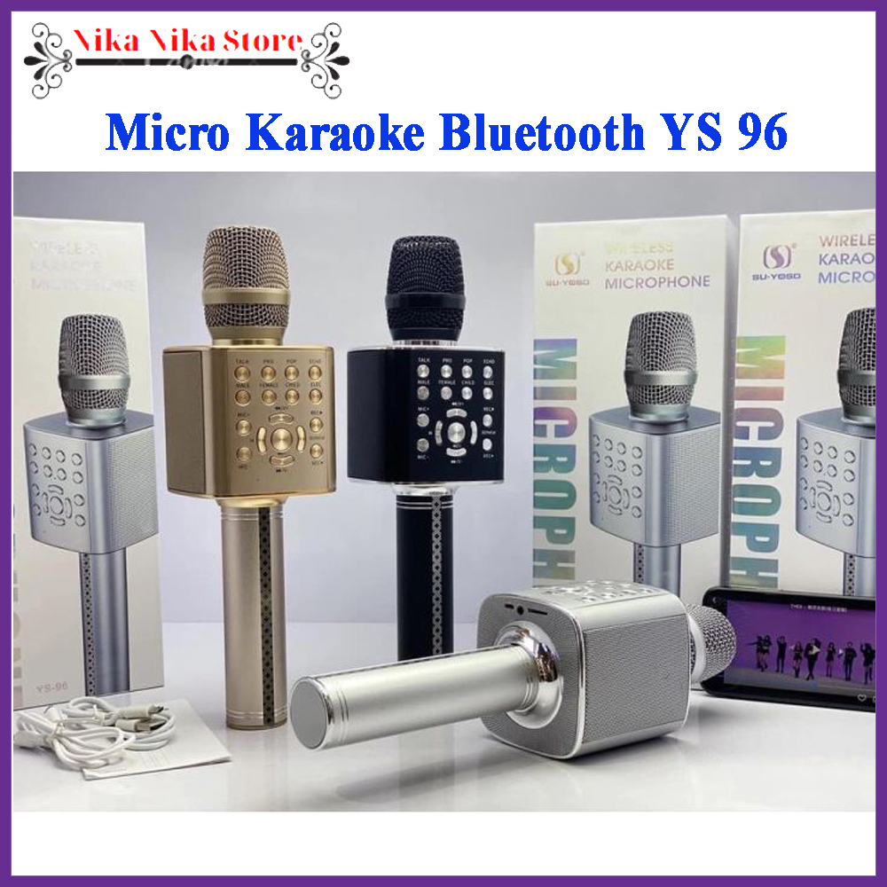 Micro Karaoke Bluetooth Cao Cấp YS 96 - Mic Hát Karaoke Kèm Loa Bluetooth - Mic Hát Không Dây - Mic Hát Cầm Tay Kèm Loa Khả Năng Bắt Và Hút âm Tốt Chống Hú , Tiện Lợi