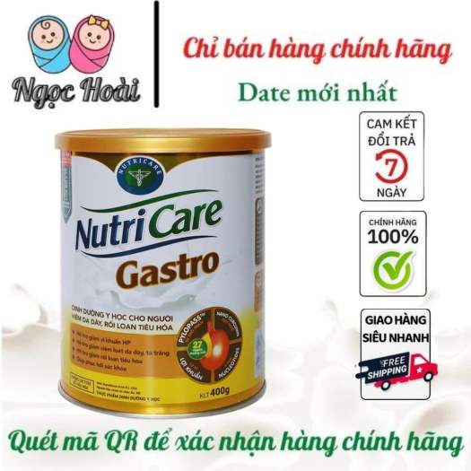 Sữa bột Nutricare Gastro / Sữa cho người đau dạ dày / Nutricare . Lon:900g . Dành cho người viêm loét dạ dày . Đau dạ dày