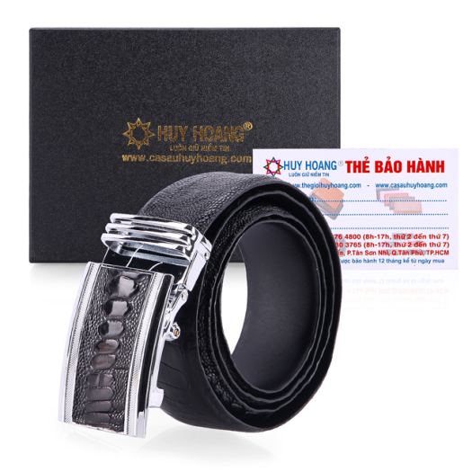 HK4417 - Dây nịt nam da đà điểu 4P màu đen