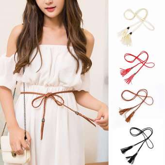 Dây Thắt Lưng Bện Bằng Da Pu Dài Đan Tay Có Tua Thắt Lưng ĐẦM DỰ TIỆC Thường Ngày Cho Nữ