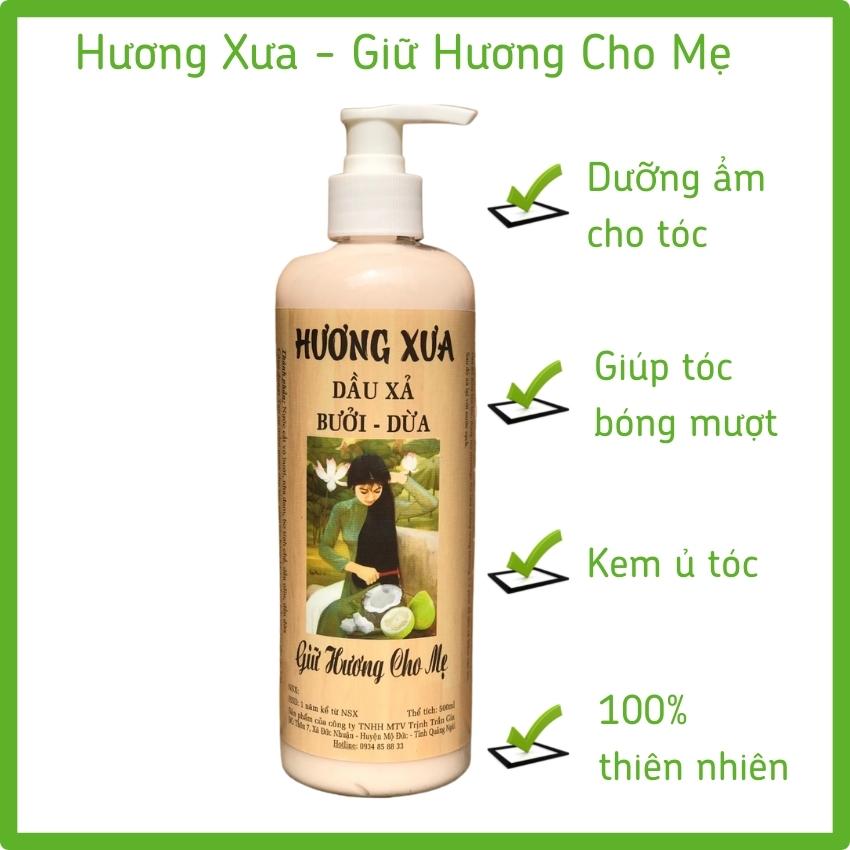 [Freeship] Dầu xả bưởi dừa, kem ủ mượt tóc Hương Xưa giúp tóc mềm mượt bồng bềnh, phục hồi tóc hư tổn 250ml - 500ml - Dầu xả tóc thiên nhiên