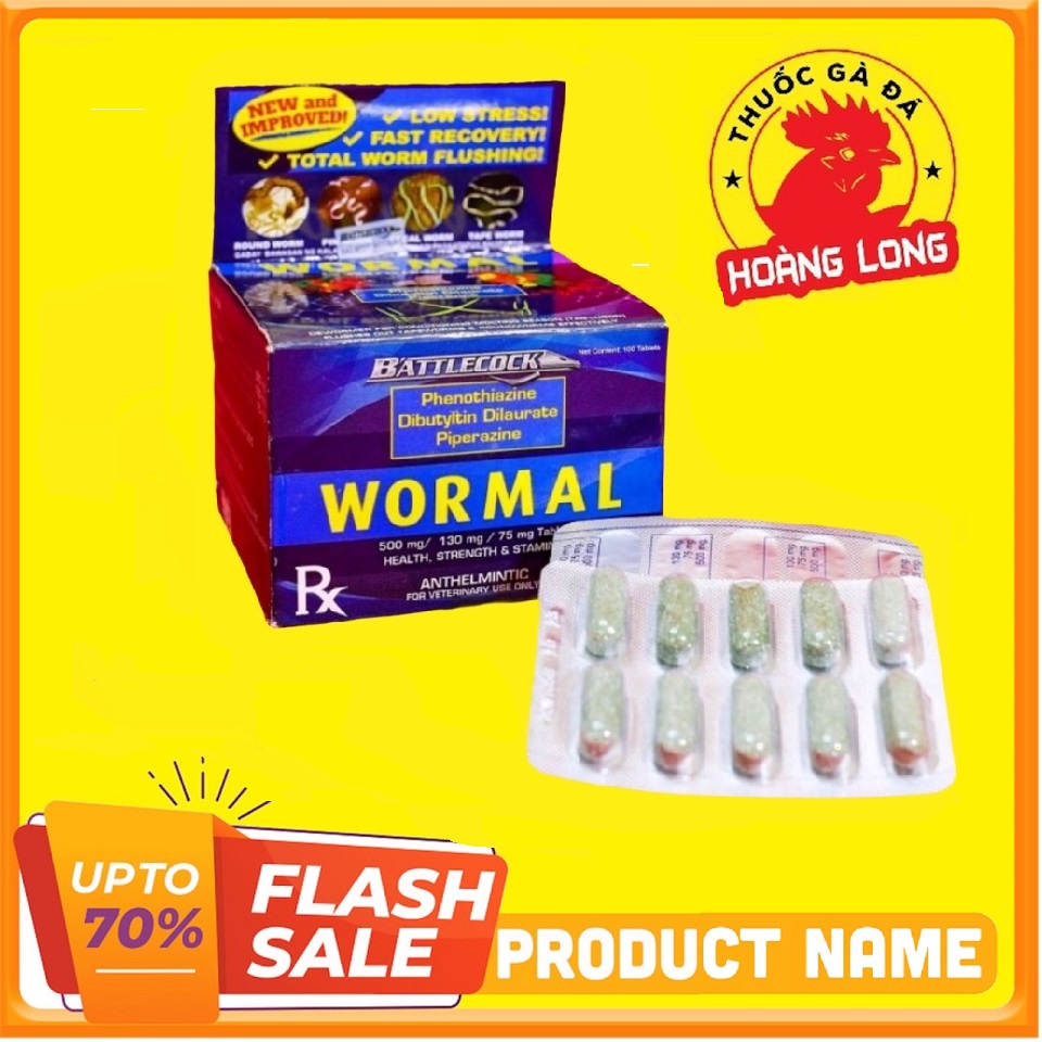 Wormal cho gà đá 1 vĩ 10 viên chiếc lẽ giúp xổ 99% các loại giun, sán và không gây sốc, khô gà