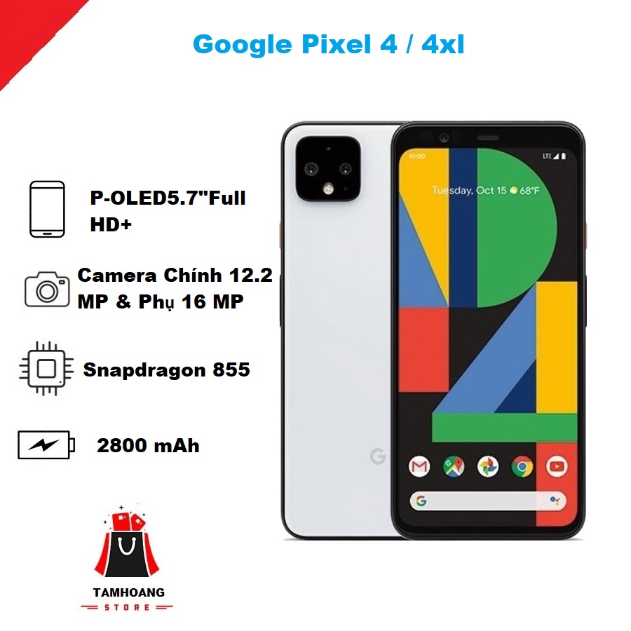 Điện Thoại pixel 4 bản QTE & lock 2sim rom 6 bộ nhớ 64gb chạy androi thuần cực mượt