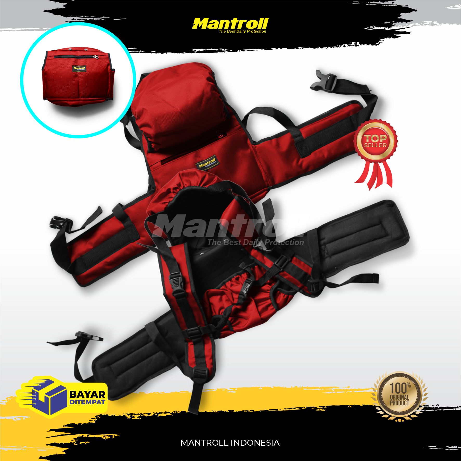 Mantroll Sabuk Bonceng Anak / Sabuk Boncengan / Sabuk Pengaman Bonceng Anak 3in1 - Merah Harga 99,500 rupiah*Gratis Ongkir
