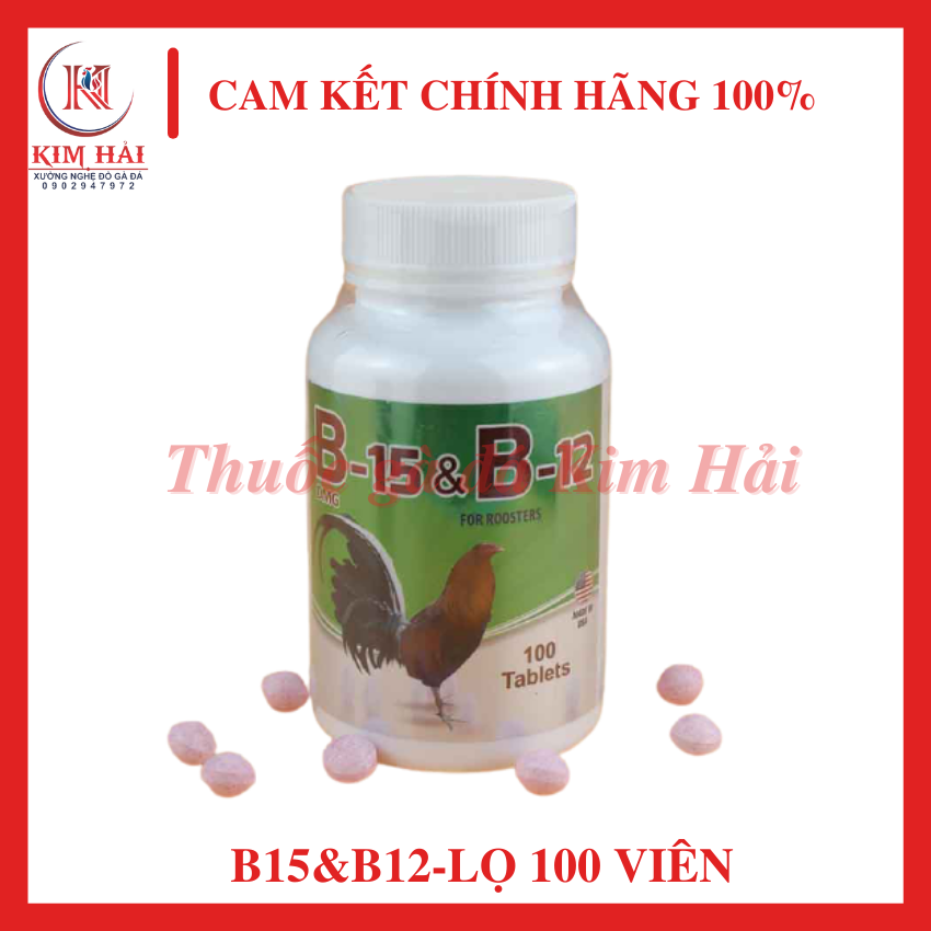B15&B12-hàng Interfama Mỹ [lọ 100v nguyên rin]-cho gà uống hằng ngày-Cung cấp Vitamin B15 & B12,chuyển đổi thức ăn thành Protein tạo ra năng lượng,ngăn ngừa thiếu máu, tái sinh hồng cầu-t.h.u.ố.c nuôi gà hiệu quả.