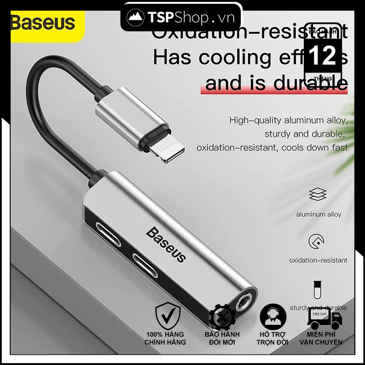 Cáp chuyển đổi Lightning ra 2 Lightning + Audio 3.5mm Baseus L52