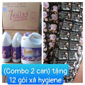 Nước Giặt xả Fineline màu tím 3 lít mẫu 2023 mẫu mới tím váy chính hãng thái lan ( Combo 3 can tặng 12 gói xả Hygiene )