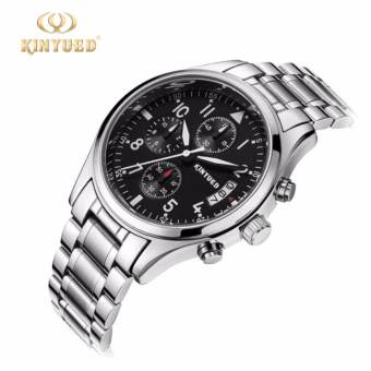 Đồng hồ nam Kinyued 6 kim (Dây trắng mặt đen)