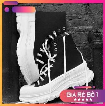 Giày sneaker thể thao MCQueen Black Tread Slick Low tăng chiều cao đủ size nam nữ