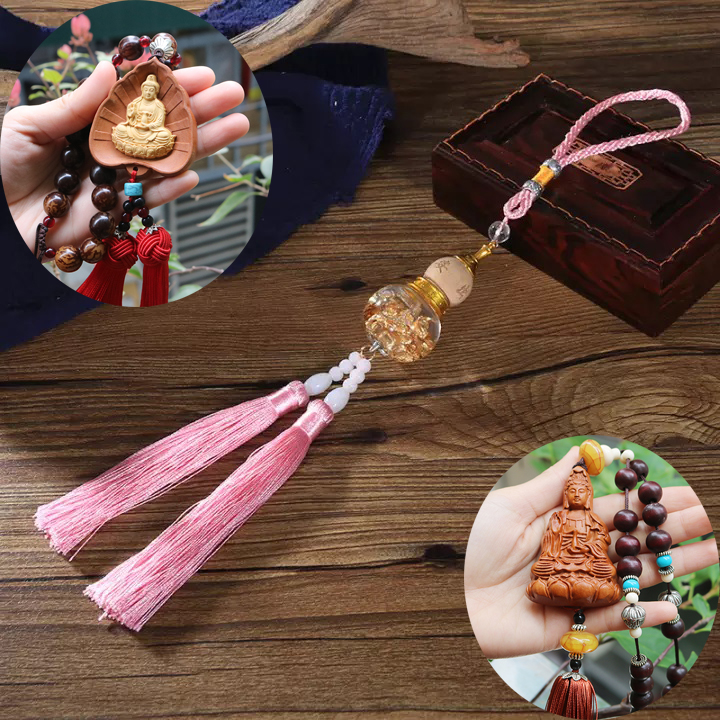 Mặt dây chuyền treo xe ô tô nhà cửa - Bình hồ lô - Phật bà quan thế âm - Phật di lặc - Hoa sen - Mang lại bình an may mắn