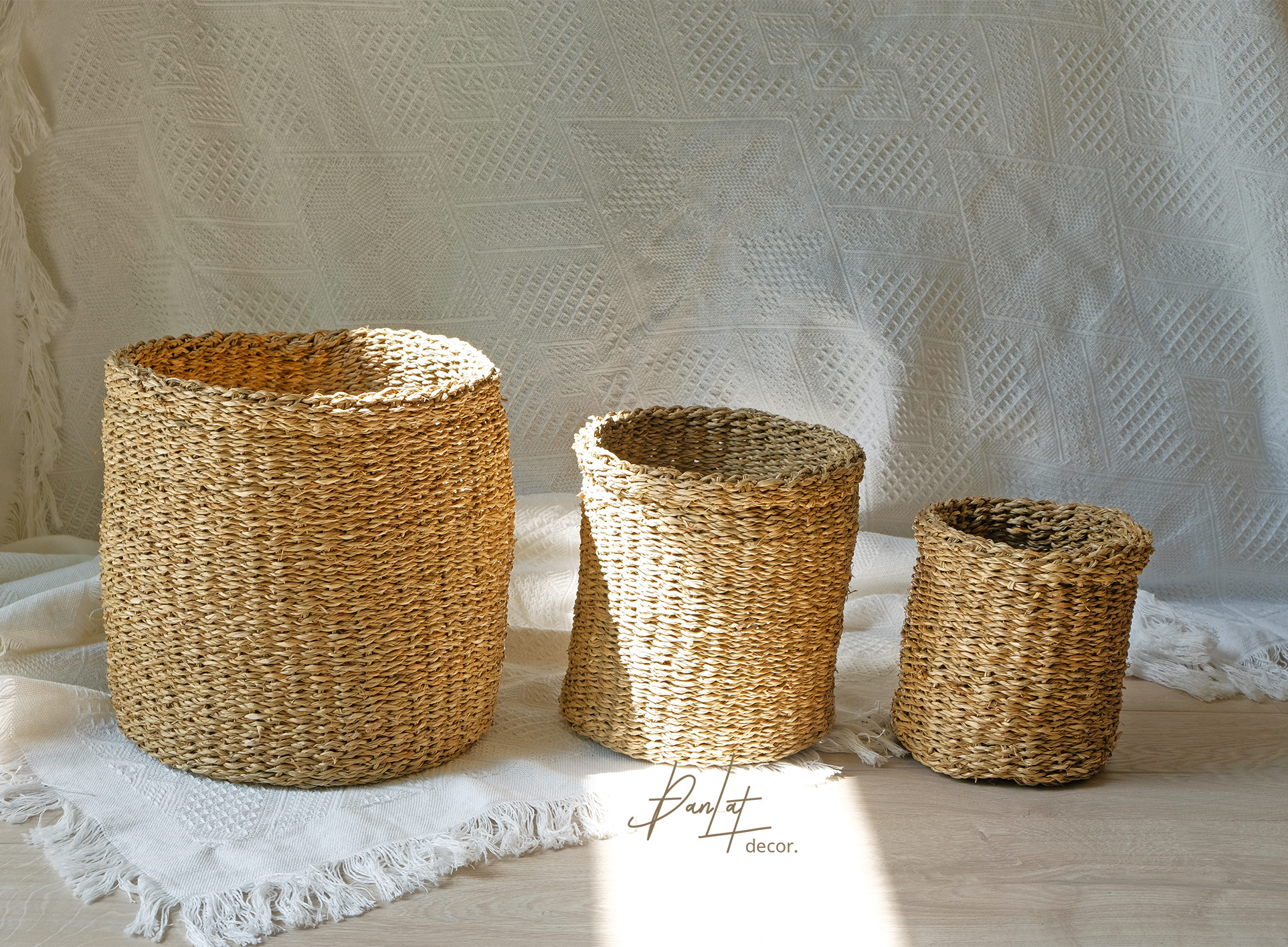 Giỏ đựng đồ bằng cói đan trang trí, đựng cây,... - Seagrass basket