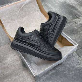 Giầy Nam 💝💝 Giầy thể thao sneaker Nam Full đen vân cá sấu cá tính mẫu mới mcq 2021.