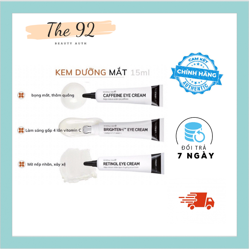 [Freeship] Kem mắt The INKEY List Retinol - Brighten - Caffeine Eye Cream Serum 15ml [Bill US] The 92.beauty