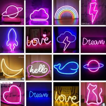 Đèn led NEON treo tường ,decor phòng ngủ dùng pin và USB, đèn trang trí phòng ngủ đẹp