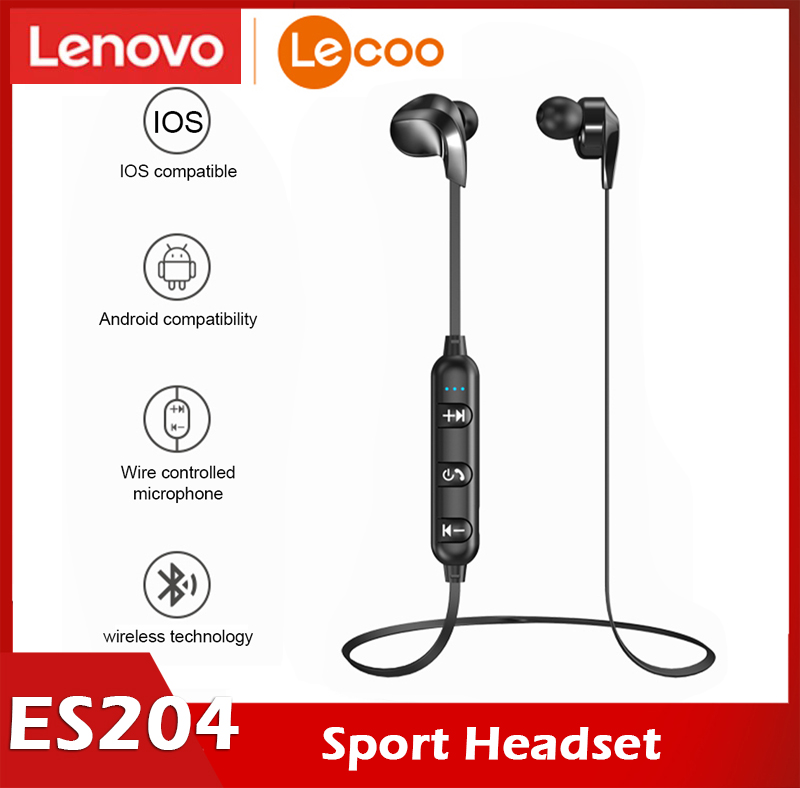 Tai nghe thể thao lenovo h204, tai nghe bluetooth đeo cổ, tws 5.0 loa hifi stereo tai nghe