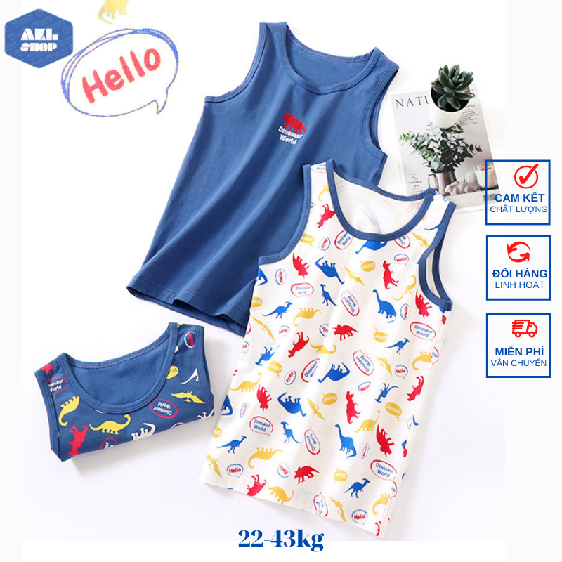 Áo ba lỗ bé trai size đại hãng MamDadKids, set 3 áo sát nách bé trai 4 đến 14 tuổi cho bé 15kg đến 42kg hàng Quảng Châu cao cấp