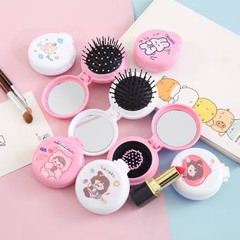 Gương Kèm Lược 2 In 1 - Gương Tròn Cầm Tay mini Hoạt Hình Đáng Yêu HOTTREND HANA0033