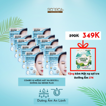 COMBO 10 MẶT NẠ BIO-CELL DƯỠNG ẨM SENSE PLUS + TẶNG 1 MẶT NẠ SỢI TRE DƯỠNG ẨM