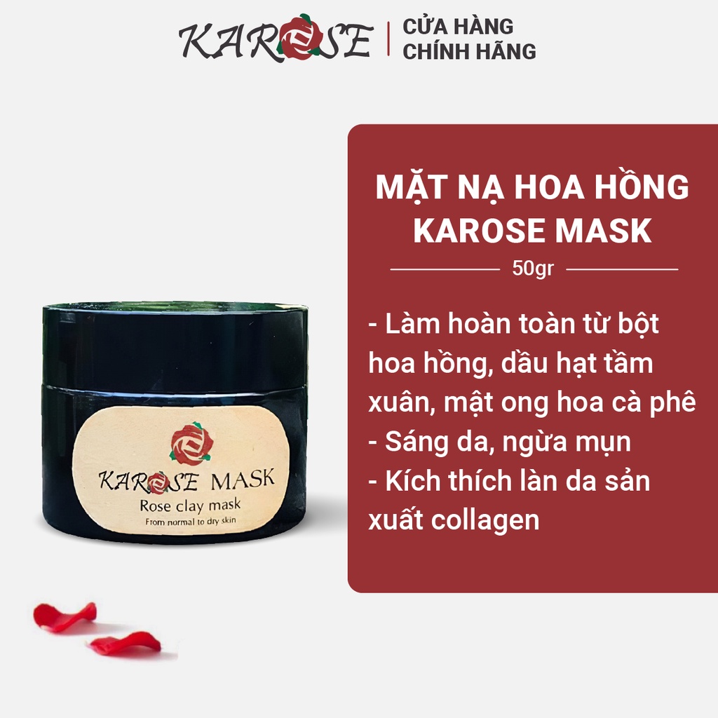 Mặt nạ hoa hồng Karose Mask hữu cơ dưỡng ẩm, căng mịn, sáng da, ngừa mụn