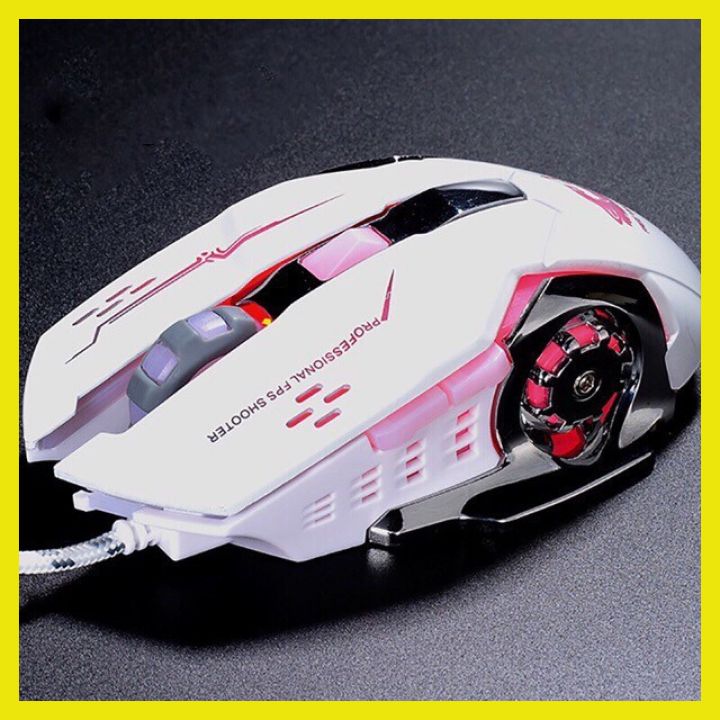 Chuột máy tính free wolf v5 chuột gaming có dây bọc dù chơi game led cao cấp