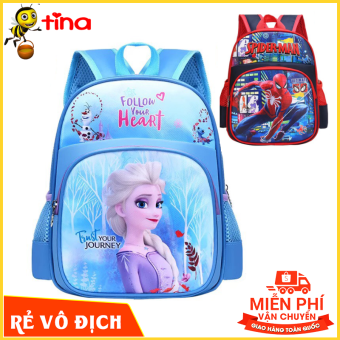 Balo cho bé trai và bé gái mẫu giáo in hình siêu nhân patman elsa người nhện màu đỏ E91