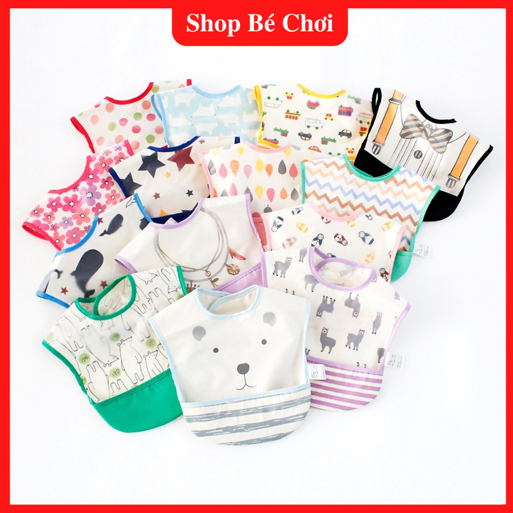 Yếm máng ăn dặm chống thấm 2 lớp siêu đáng yêu cho bé