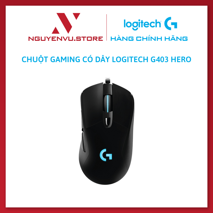 Chuột game có dây RGB Logitech G403 Hero - cảm biến 25k, công thái học, nhẹ 87g, 6 nút lập trình - Hàng Chính Hãng