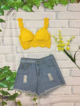 Bikini len móc màu vàng