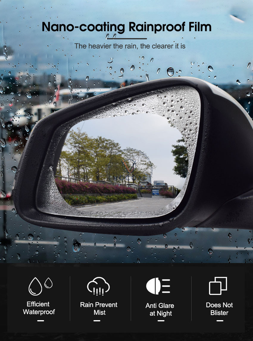 Vocoal 4pcs Anti Fog Film Anti Rain Car Mirror Film Rearview