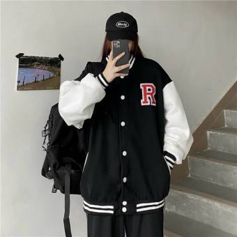 Áo khoác Bomber Cardigan nữ THÊU CHỮ R Đỏ chất nỉ dày dặn nam nữ unisex ulzzang siêu hot - TP935