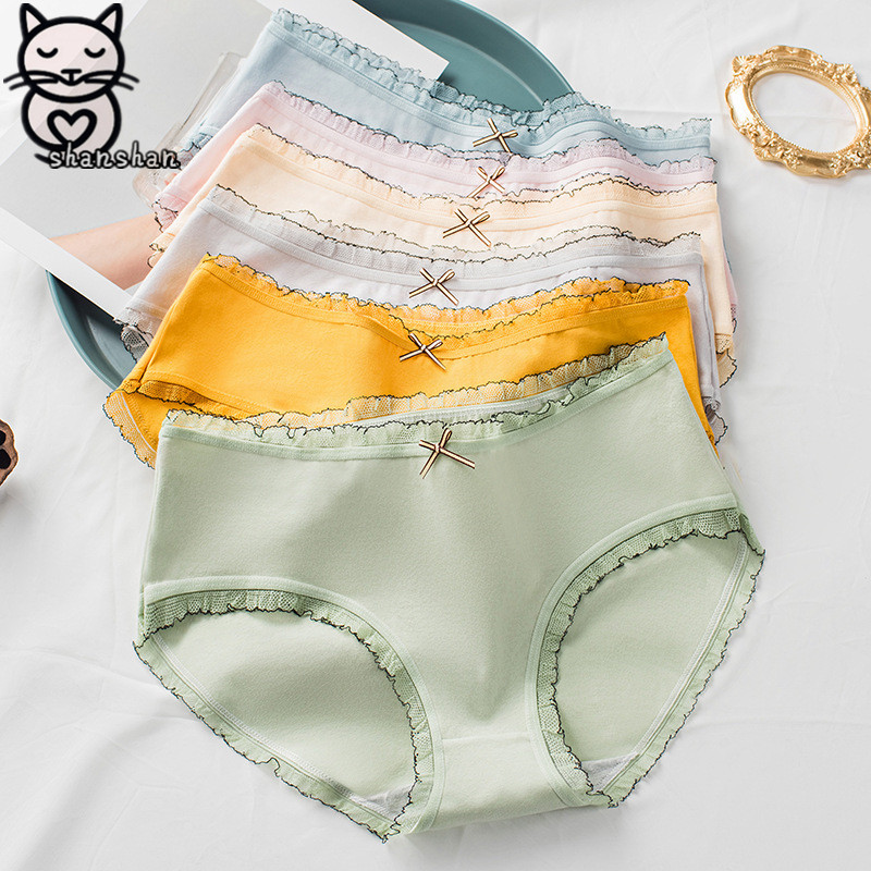3Pcs/Set Candy Color Underwear Womens Comfortable High-quality Cotton  Panties Mid-waist Breathable Underpanties Plus