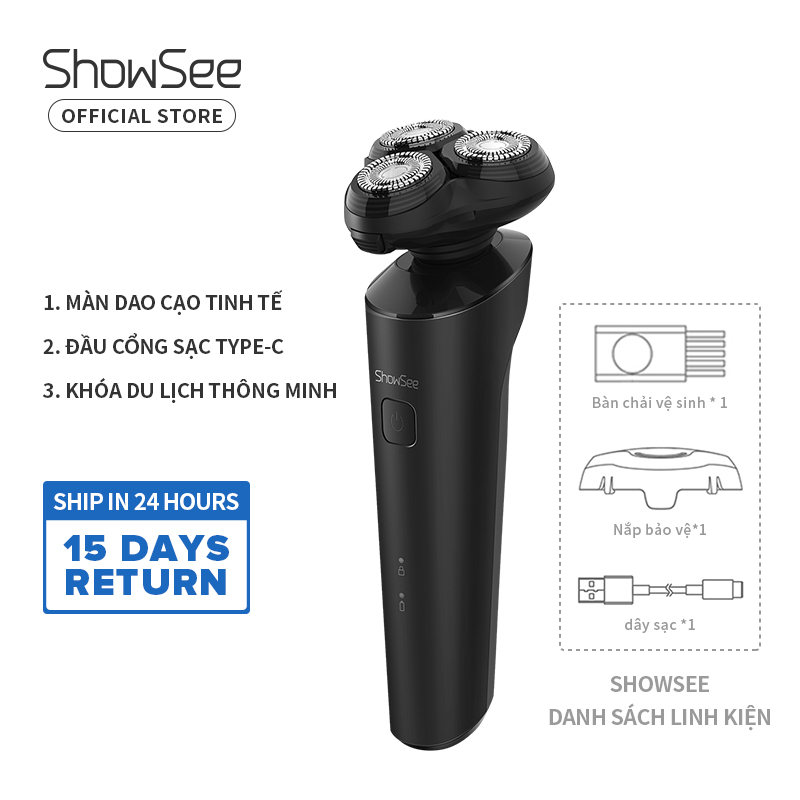 ShowSee máy cạo râu nam 3 trong 1 bộ máy cạo râu chuyên nghiệp đa chức năng máy cạo râu nam dùng pin sạc đa chức năng cạo khô cạo ước có thể rửa nước F303-BK