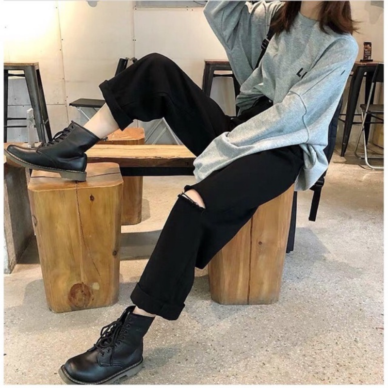 Bigsize quần jeans bigsize, ống suông, rộng, lai cuốn basic, lưng cao, quần unisex