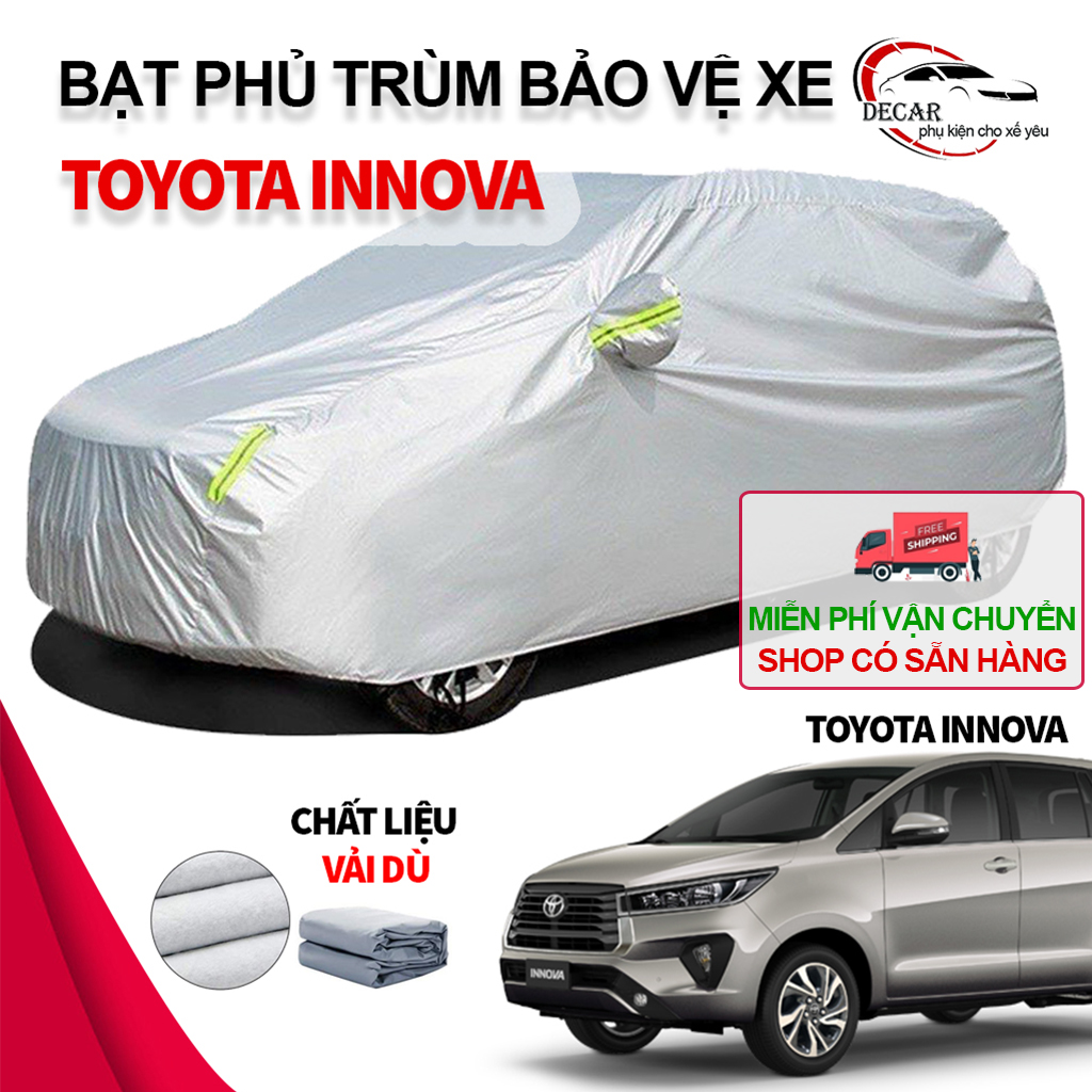 [TOYOTA INNOVA] Bạt phủ xe ô tô 3 lớp thông minh, chất liệu vải dù oxford cao cấp, áo trùm bảo vệ xe 7 chỗ innova che nắng,mưa , bạc phủ trùm bảo vệ che nắng, chống nòng, che mưa cho xe oto xe hơi