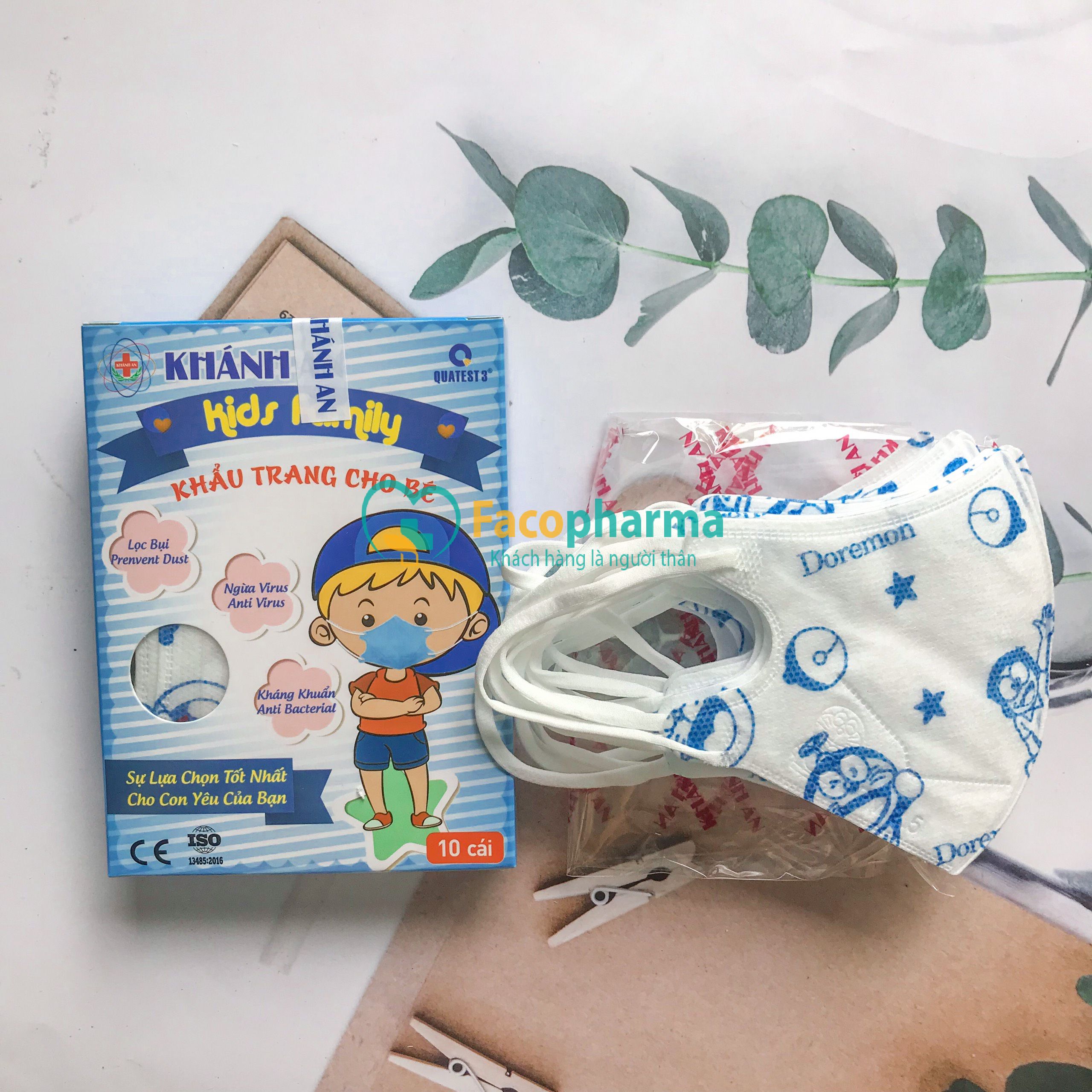 Combo 10 hộp khẩu trang cho bé 3d mask trẻ em kháng khuẩn em bé hộp 10 cái Khánh An
