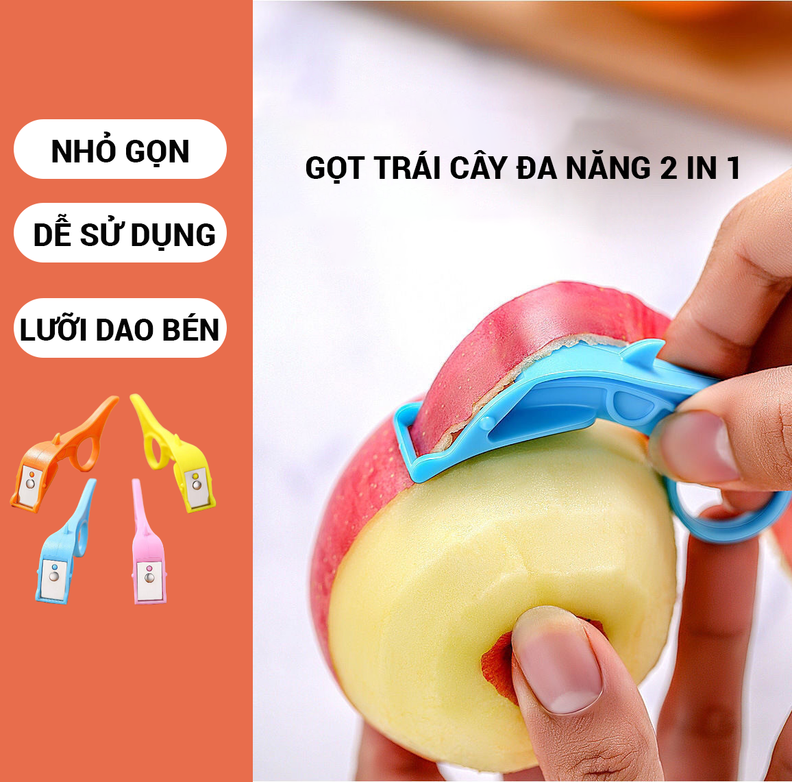 Gọt trái cây đa năng mini cao cấp bằng inox gọt hoa quả đẹp, tiện lợi