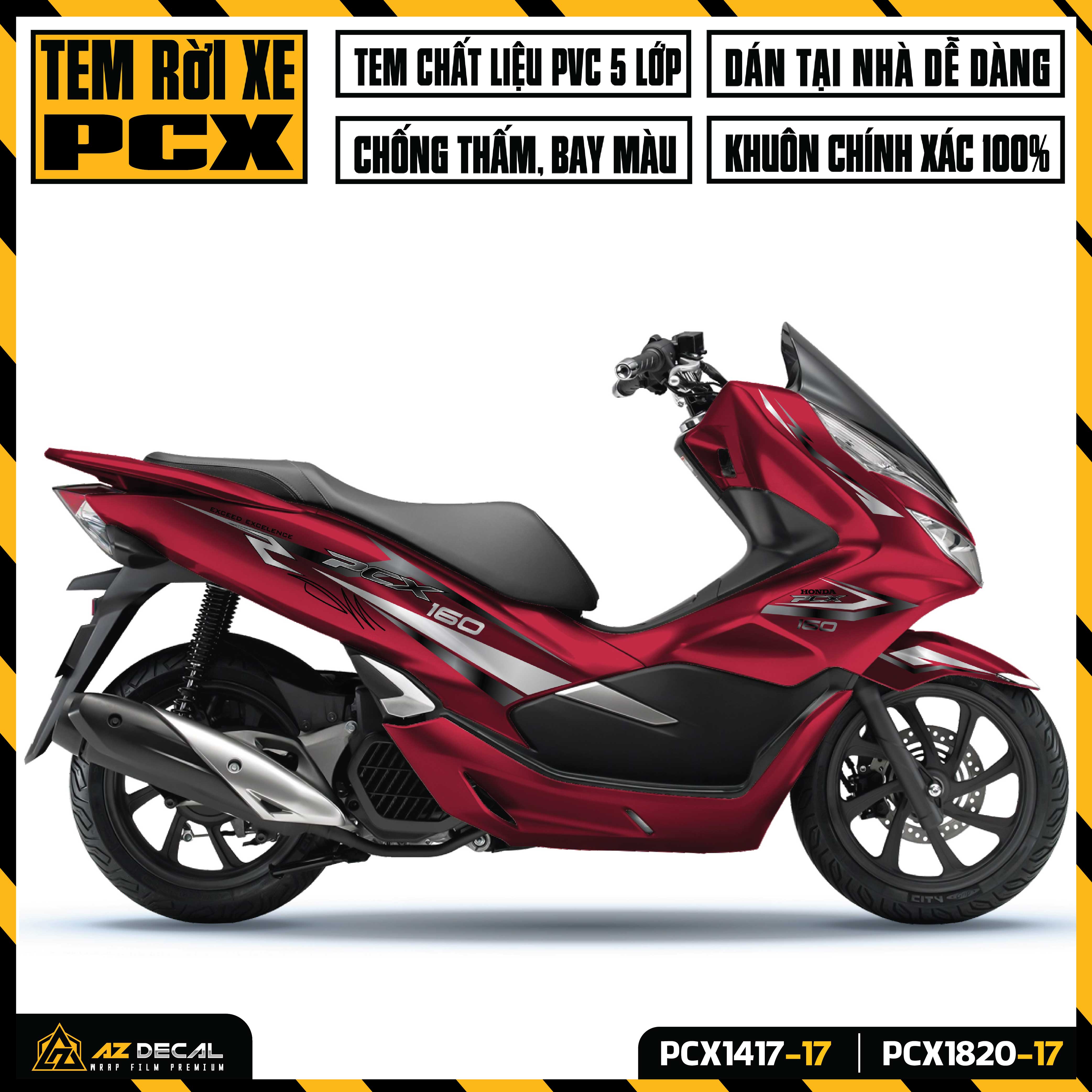 Tem Chế PCX Mẫu Thiết Kế PCX 160 | PCX-17 | Decal Rời Dán Xe PCX 125 150 160 Chống Thấm Nước - Azdec