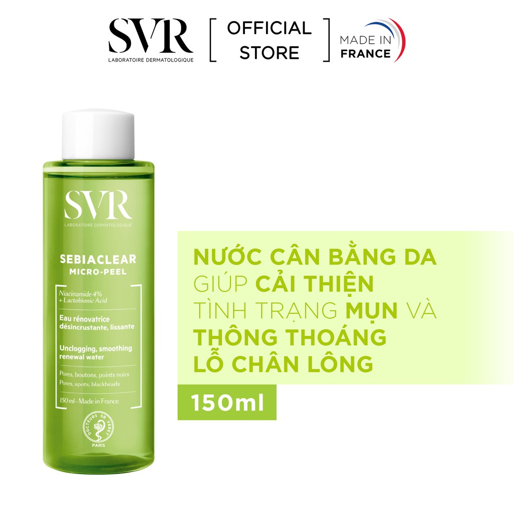 [ HÀNG CÔNG TY] SVR Sebiaclear Micro Peel 150ml - Nước Hoa Hồng Cho Da Dầu Mụn, Nhạy Cảm