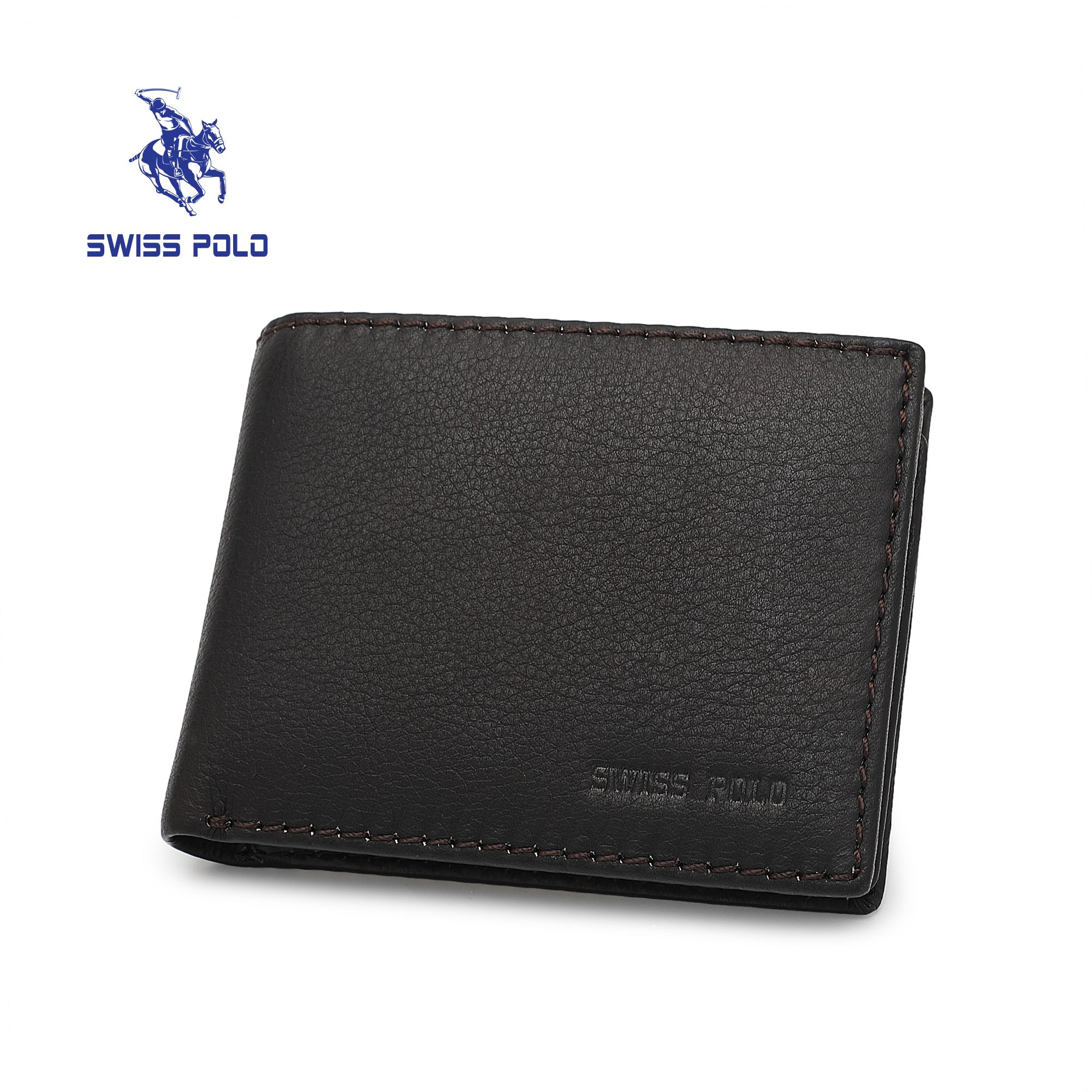 SWISS POLO Genuine Leather RFID Short Wallet SW 177-2 DARK COFFEE
