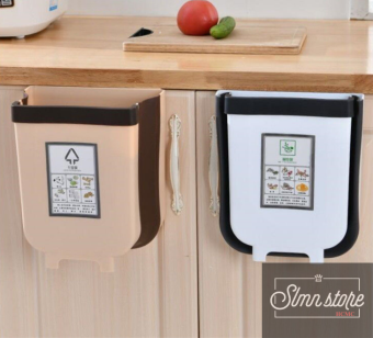 Thùng rác giỏ rác VUÔNG gấp gọn treo kẹp tủ bếp nhựa dẻo siêu bền siêu nhẹ cho nhà bếp và xe hơi. LD4_ThungracGG