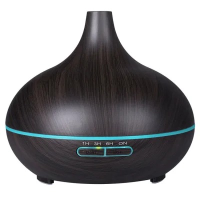 [Remote Controlled] Aroma Diffuser 7 LED Color 550ML Aromatherapy Essential Oil Diffuser Wood Grain Volcano Humidifier Ultrasonic Cool Mist Purifier (7)