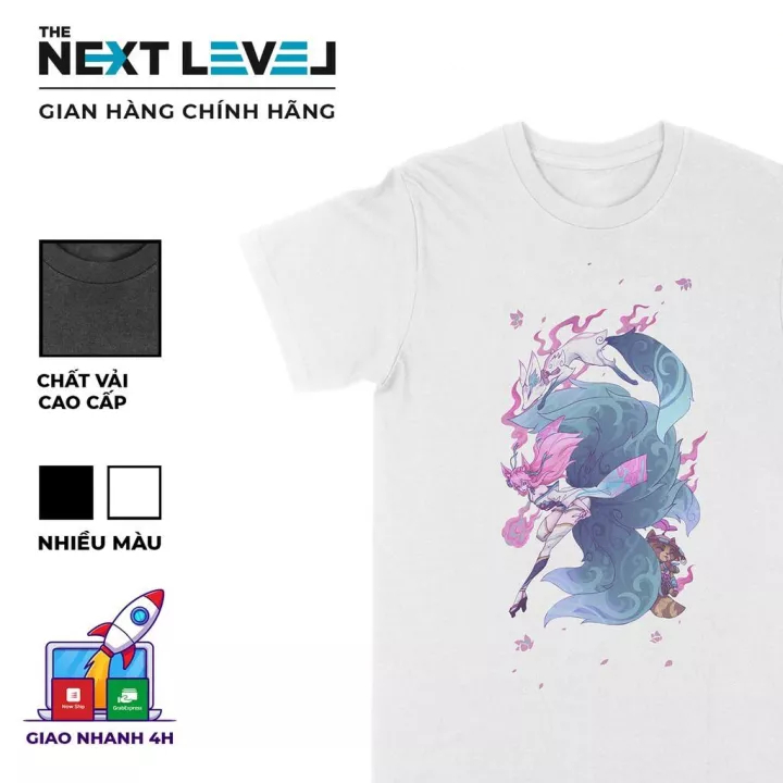 Áo thun ahri & teemo unisex the next level, cotton 100% nam nữ - bt0039